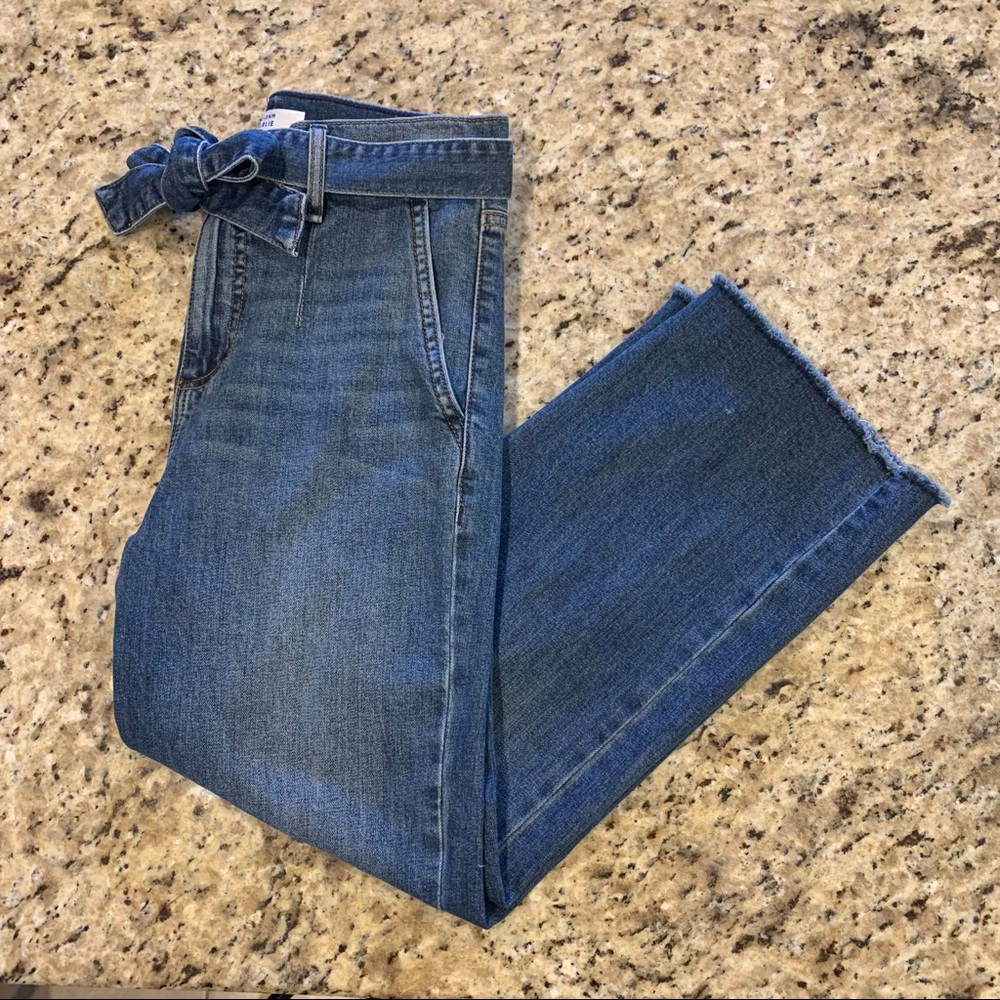 Dynamite Denim Karlie High Waisted Belted Straight Leg Cropped Jeans